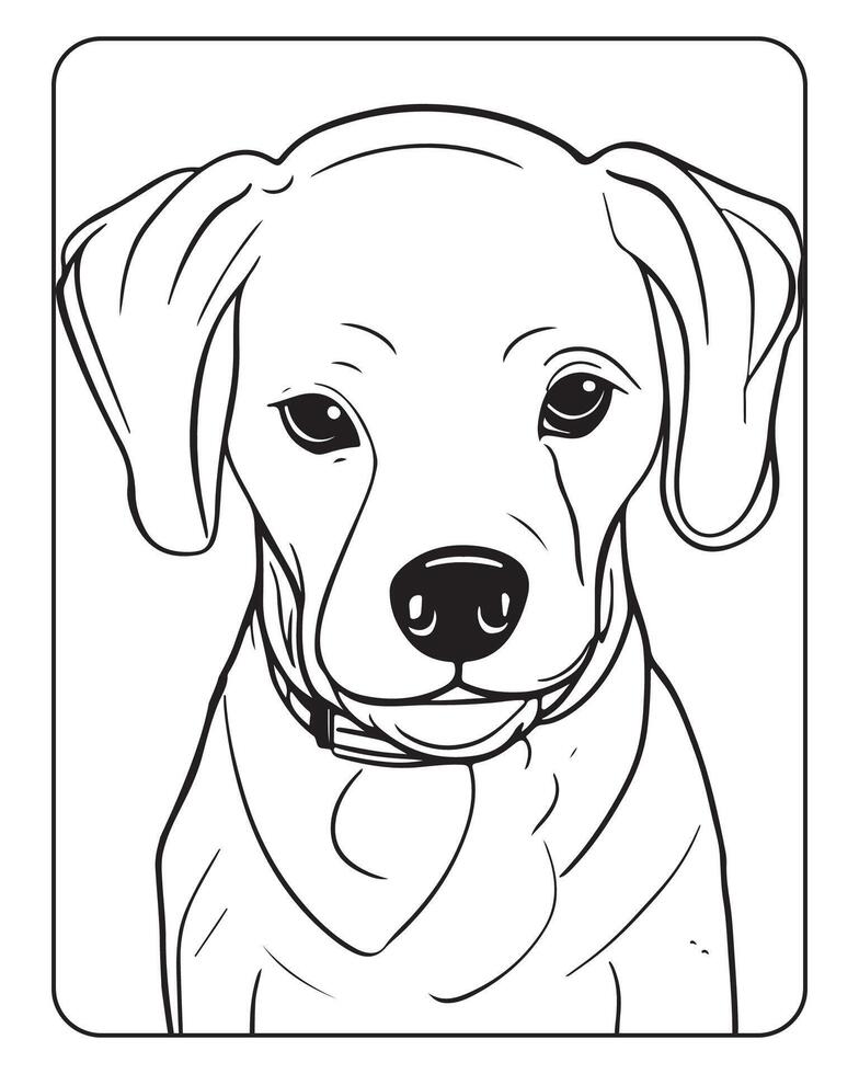 linda perro colorante paginas para niños, perro ilustración, perro negro y blanco vector