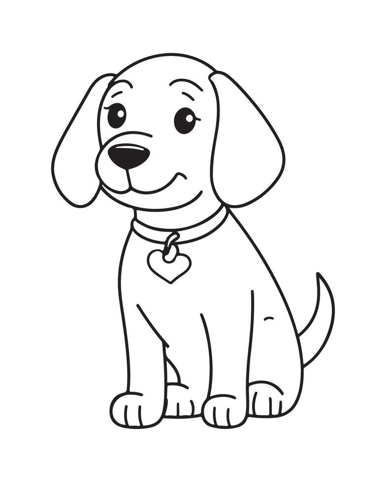 Cute Dog Coloring Pages for kids, Dog illustration, Dog black and white vector
