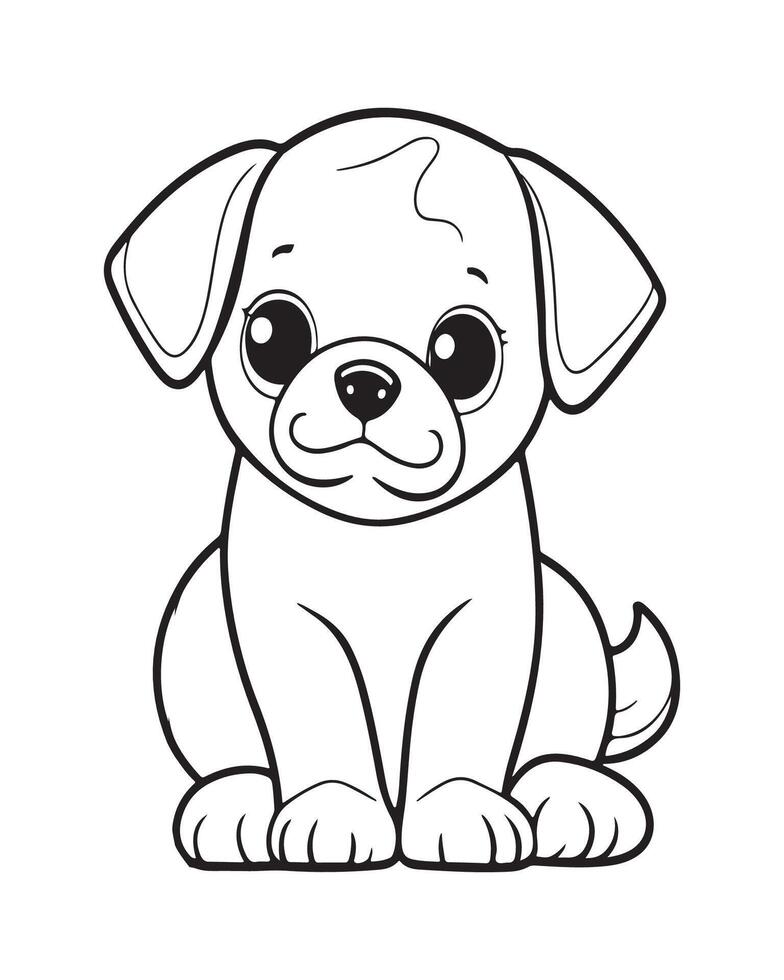 linda perro colorante paginas para niños, perro ilustración, perro negro y blanco vector