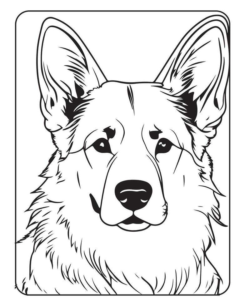 linda perro colorante paginas para niños, perro ilustración, perro negro y blanco vector