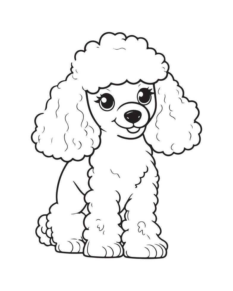 Cute Dog Coloring Pages for kids, Dog illustration, Dog black and white vector