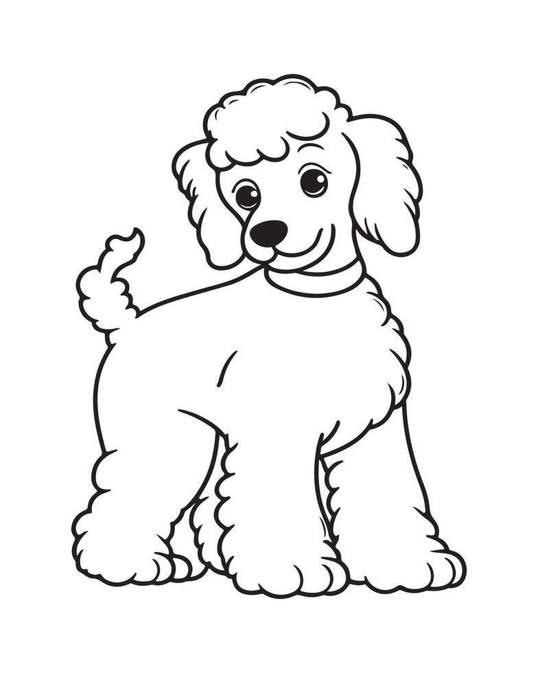 linda perro colorante paginas para niños, perro ilustración, perro negro y blanco vector