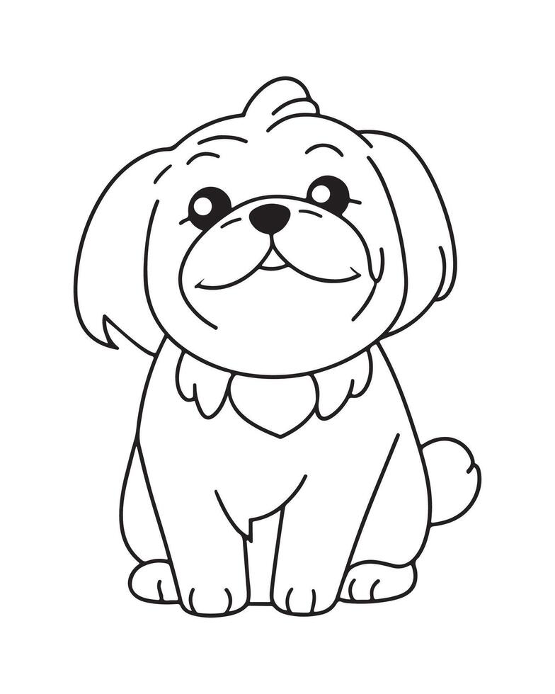 linda perro colorante paginas para niños, perro ilustración, perro negro y blanco vector