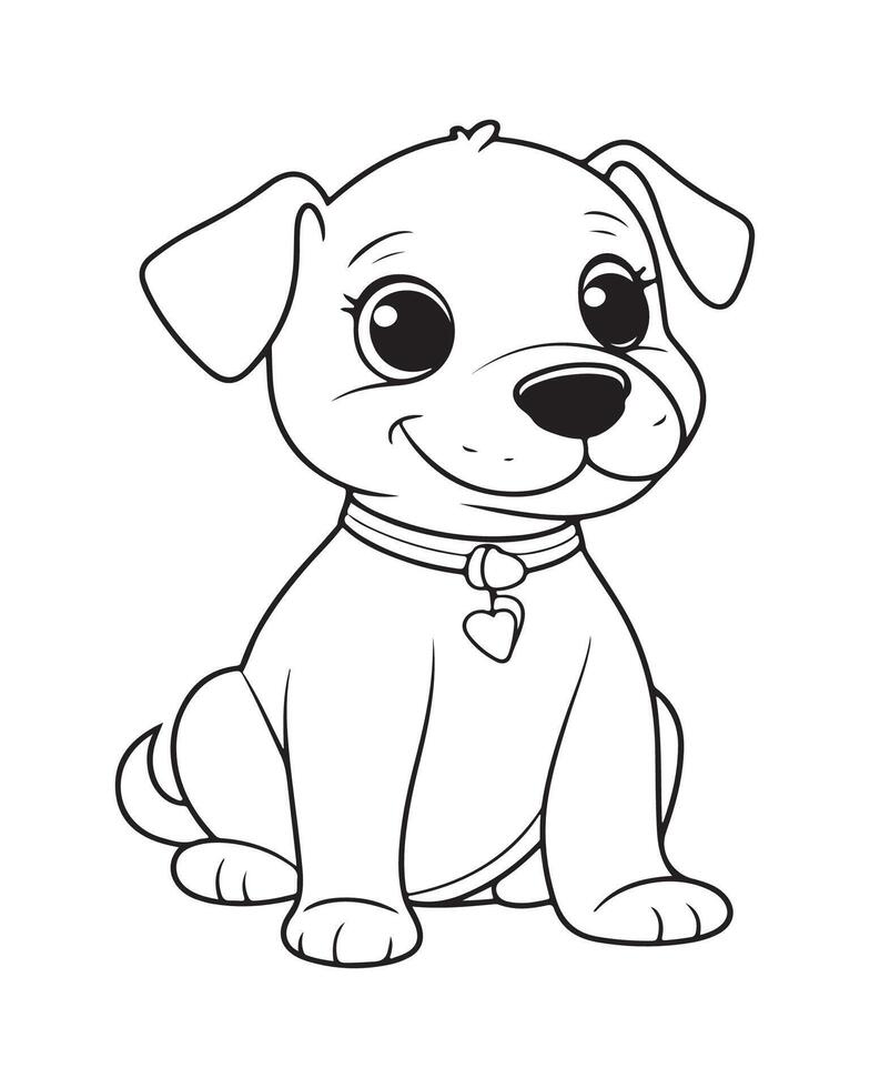 Cute Dog Coloring Pages for kids, Dog illustration, Dog black and white vector