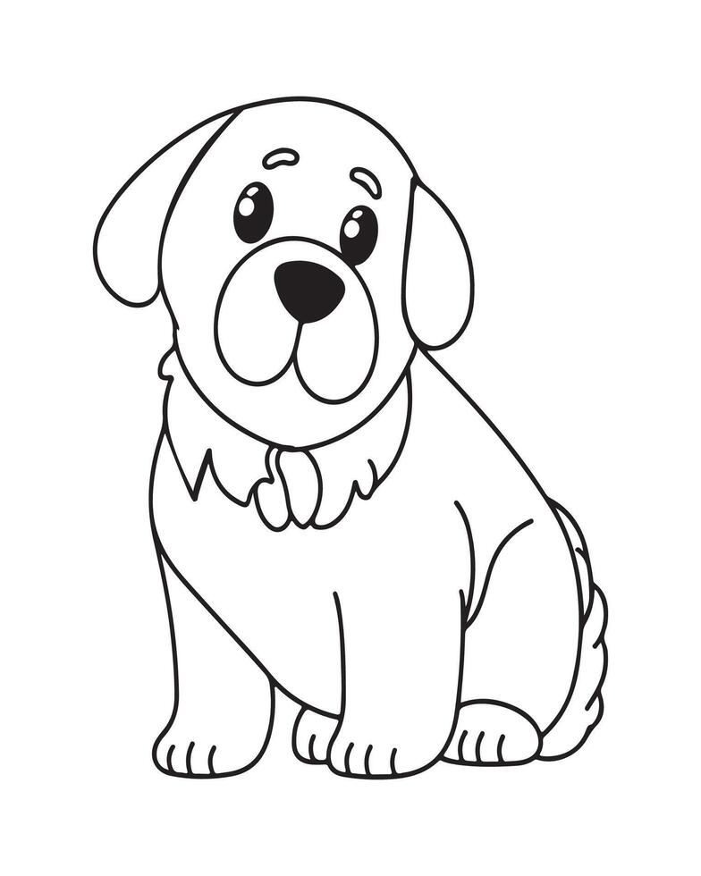 Cute Dog Coloring Pages, Dog black and white illustration vector