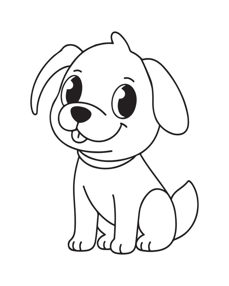 linda perro colorante páginas, perro negro y blanco ilustración vector