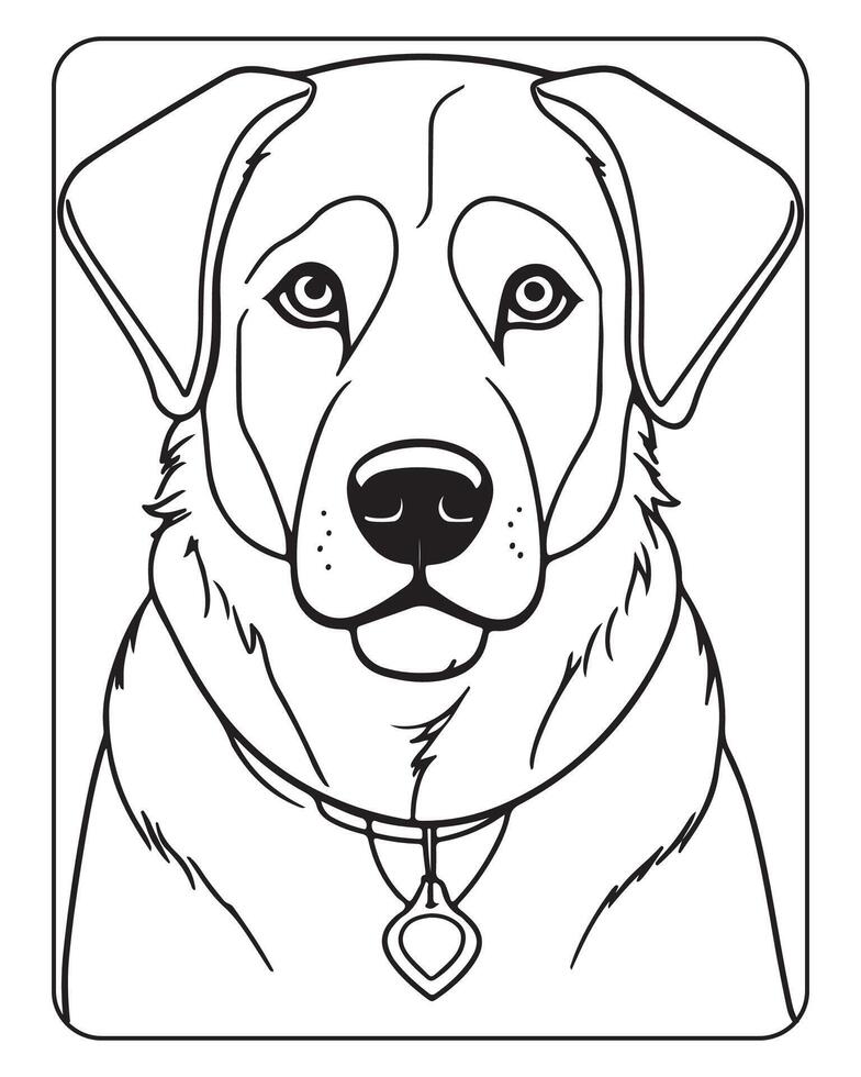 linda perro colorante paginas para niños, perro ilustración, perro negro y blanco vector