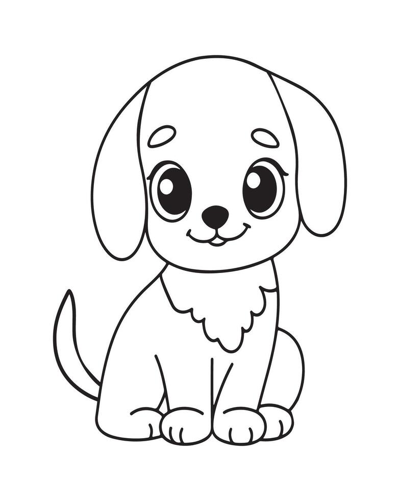 Cute Dog Coloring Pages, Dog black and white illustration vector