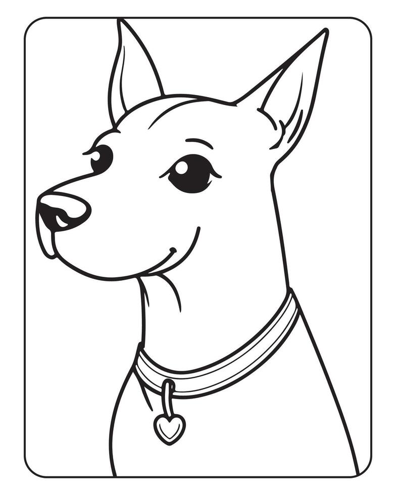 Cute Dog Coloring Pages for kids, Dog illustration, Dog black and white vector