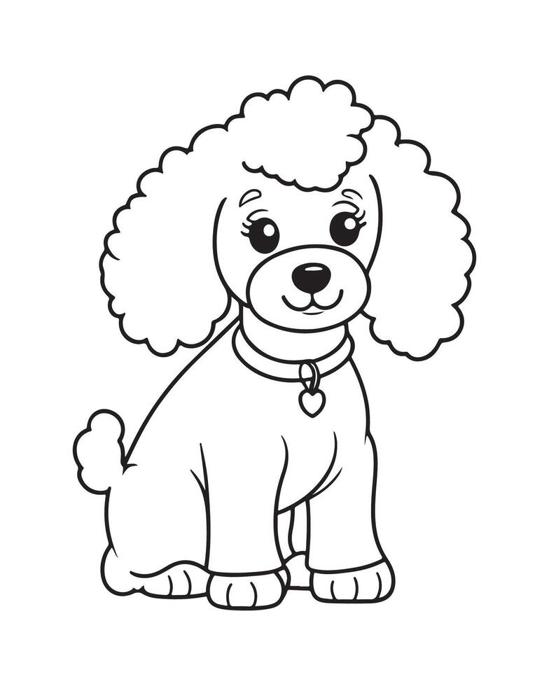 Cute Dog Coloring Pages for kids, Dog illustration, Dog black and white vector