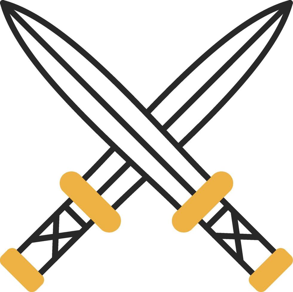 Two Swords Skined Filled Icon vector