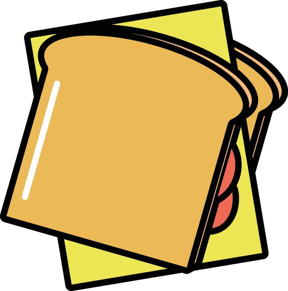 a sandwich with a slice of cheese and a slice of ham vector