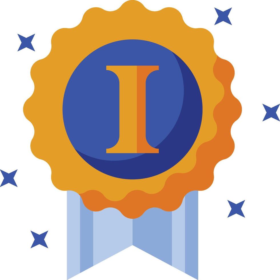 the i award is a blue and orange ribbon vector