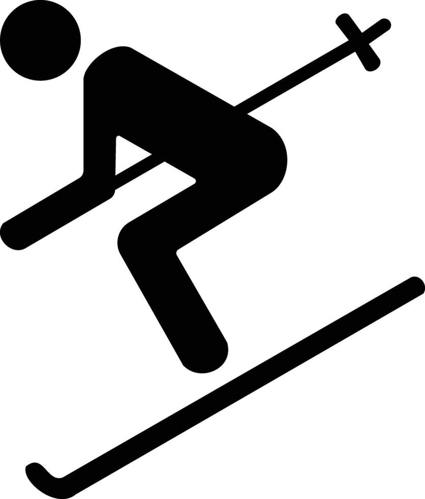 a black and white silhouette of a skier on a slope vector