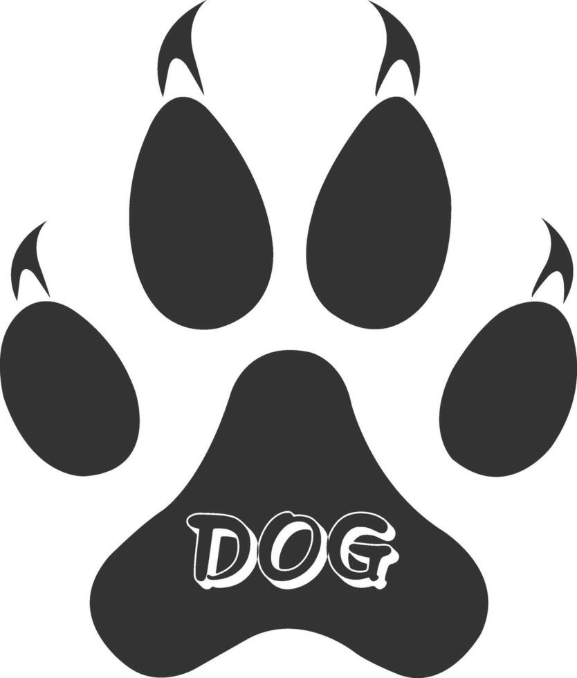 dog paw print with the word dog in the center vector
