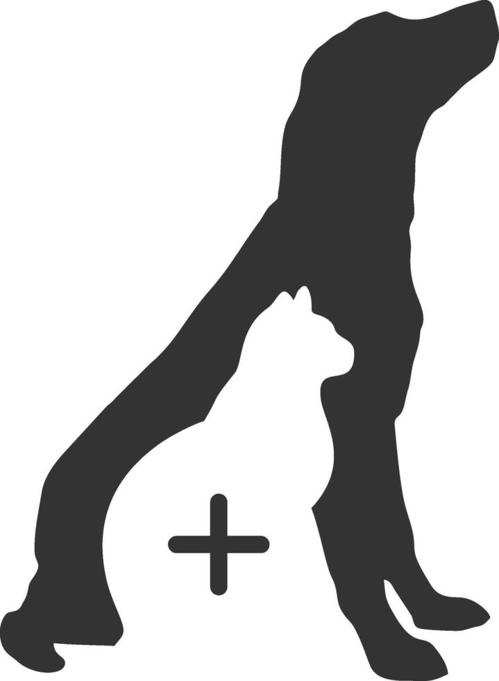 a dog and cat are silhouetted against a white background vector