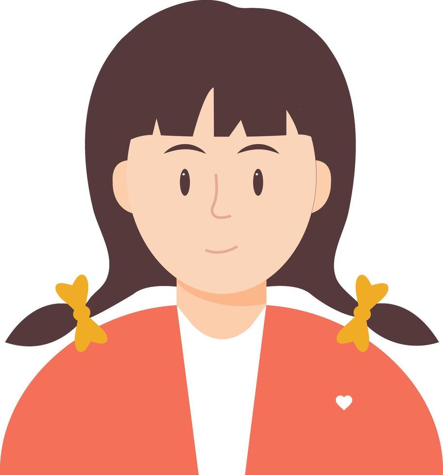 a girl with a ponytail and a heart on her shirt vector