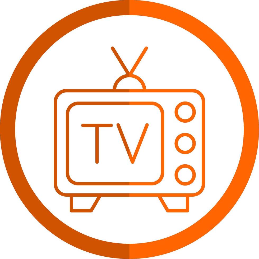 Tv Line Orange Circle Icon vector