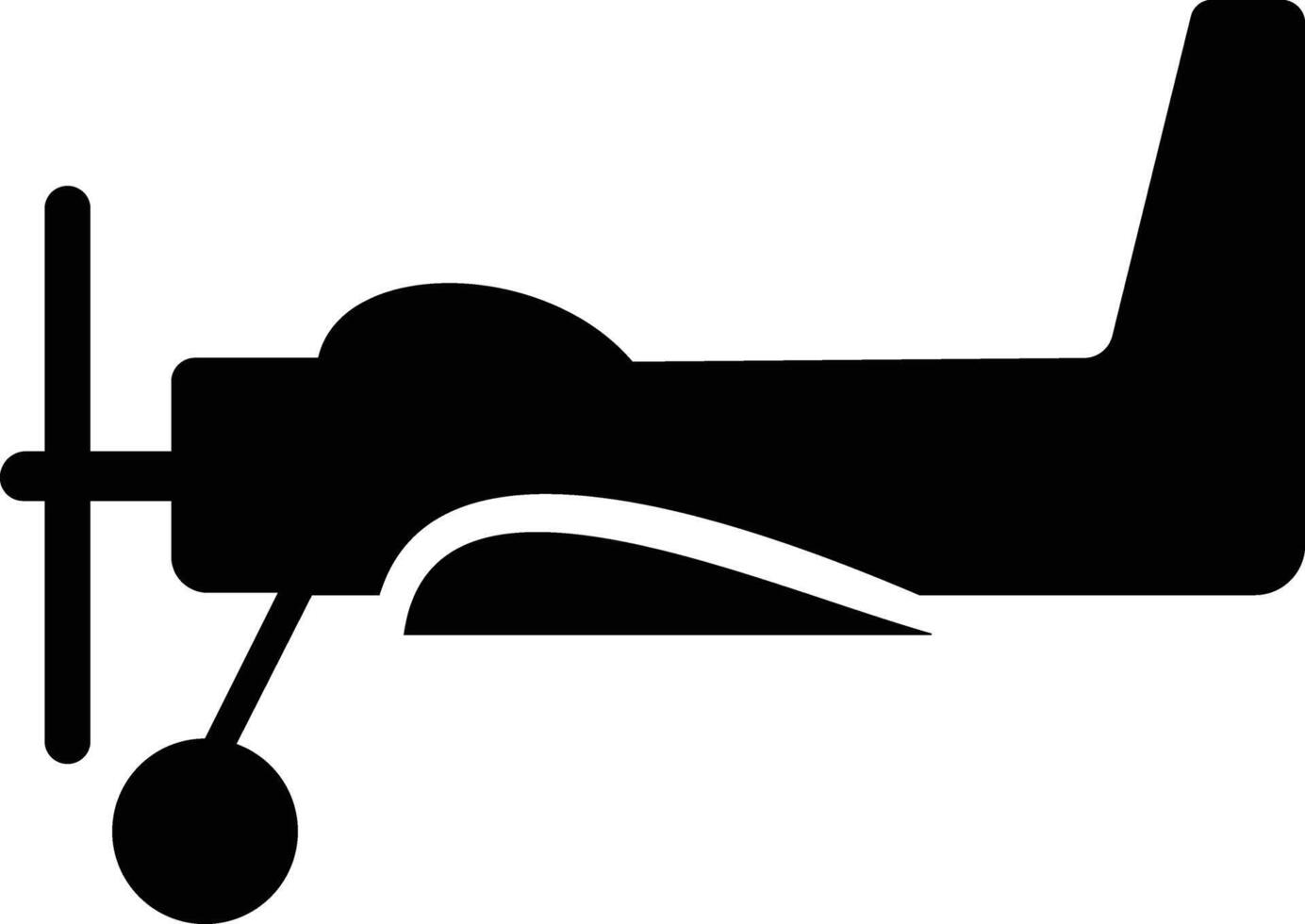 un negro y blanco ilustración de un pequeño avión vector