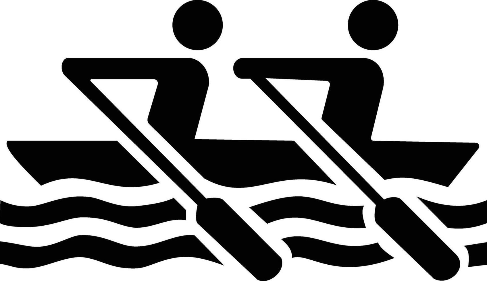 two people in a boat with paddles on a white background vector