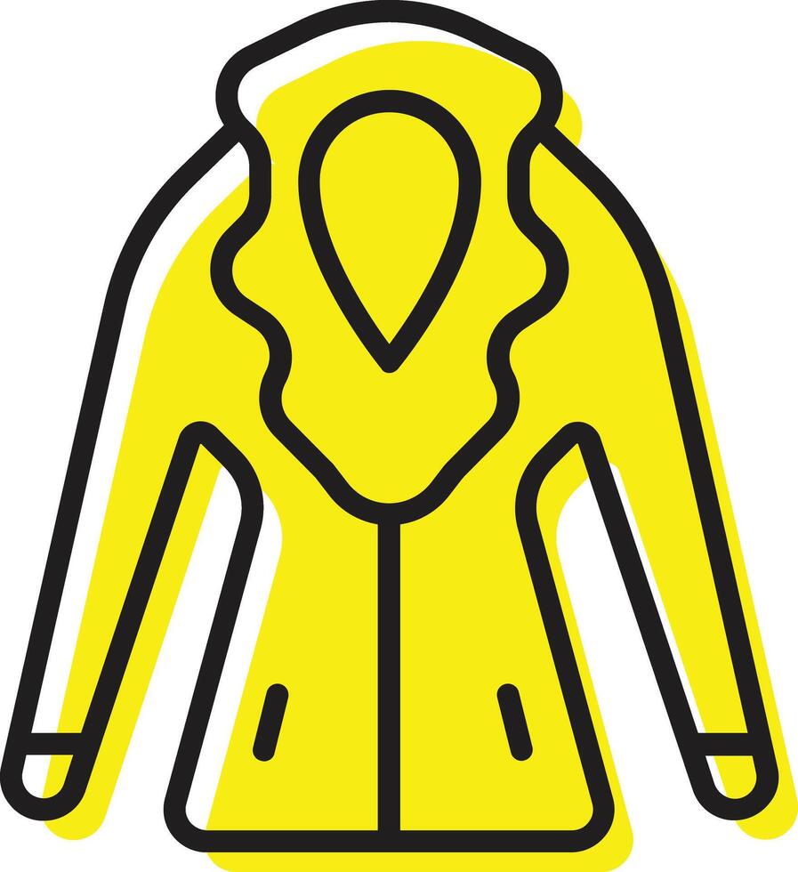 a yellow jacket with a collar and a hood vector