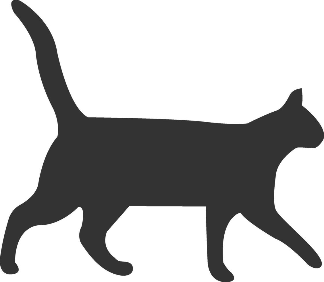 a black silhouette of a cat walking vector