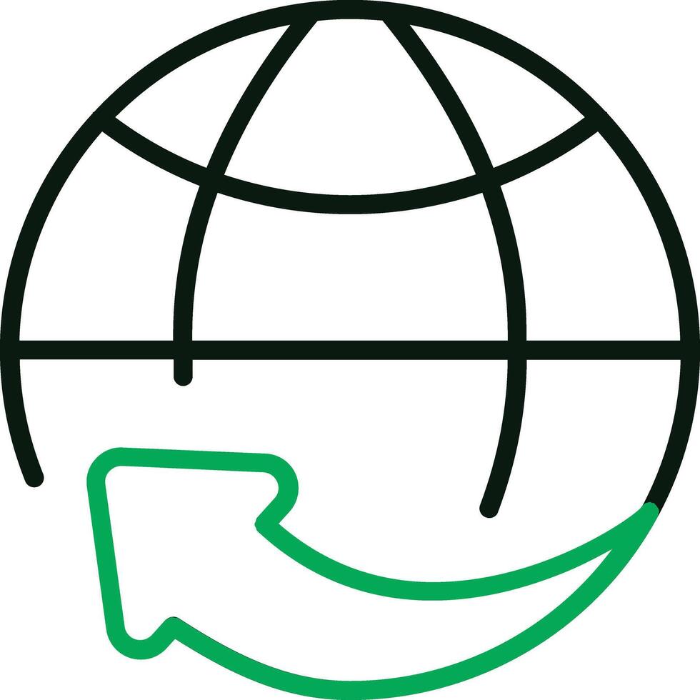 a green arrow pointing to a globe vector