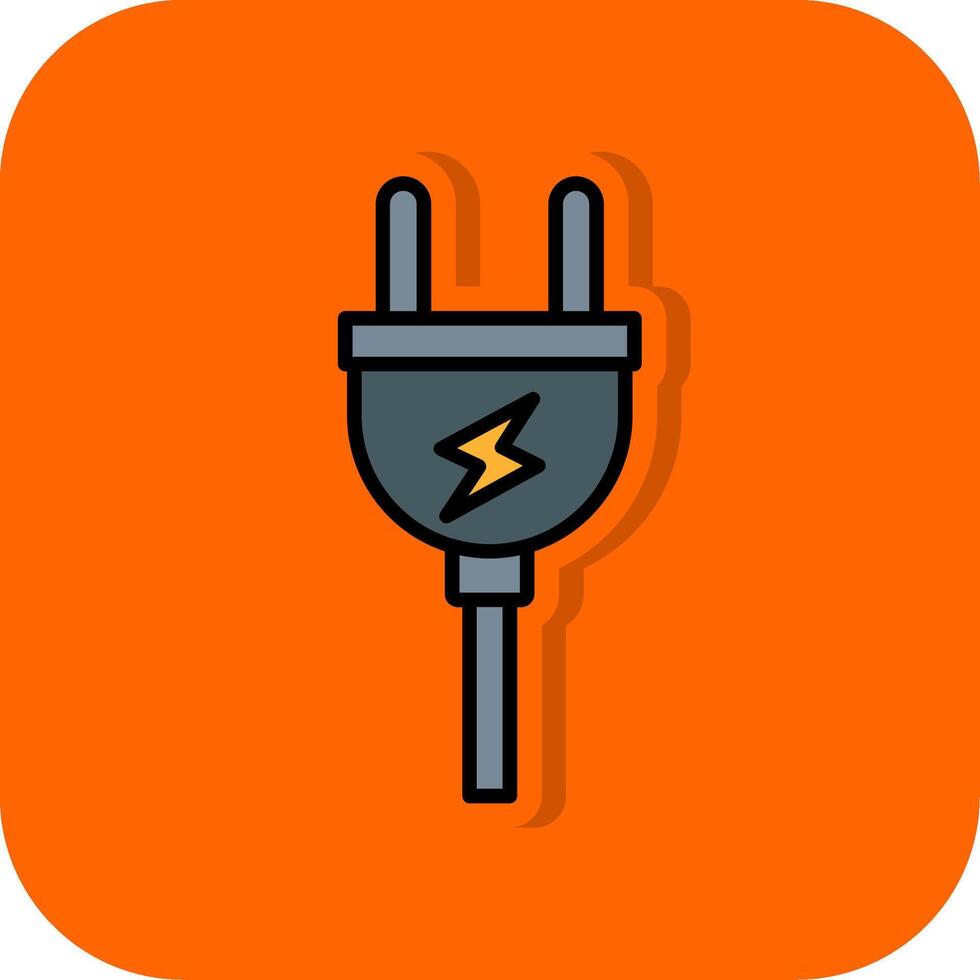 Plug Filled Orange background Icon vector