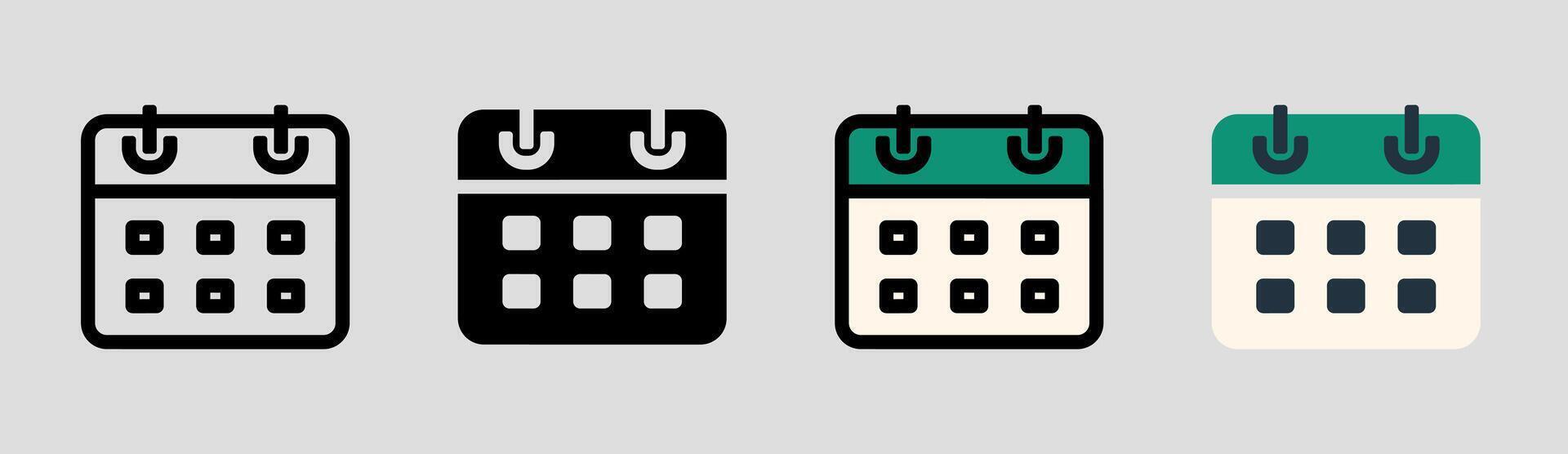 Calendar icon on white background. calendar Symbol. event, time, date, and schedule. flat and colored styles. for web and mobile design. vector