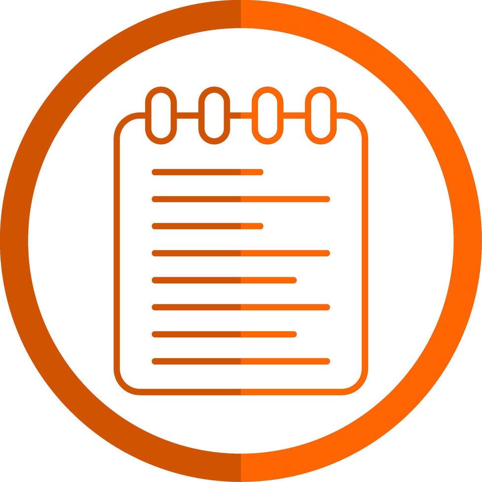 Note Pad Line Orange Circle Icon vector