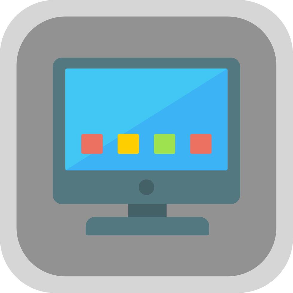 Computer Flat Round Corner Icon vector