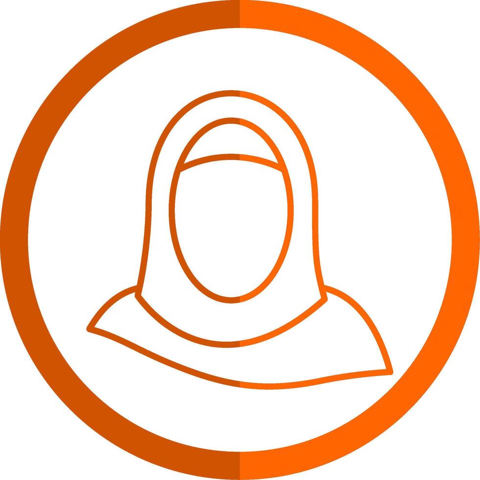 Hijab Line Orange Circle Icon vector