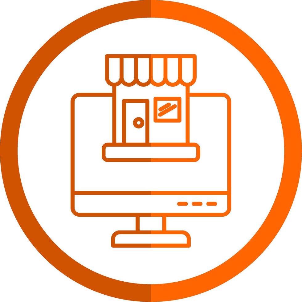 Online Shopping Line Orange Circle Icon vector