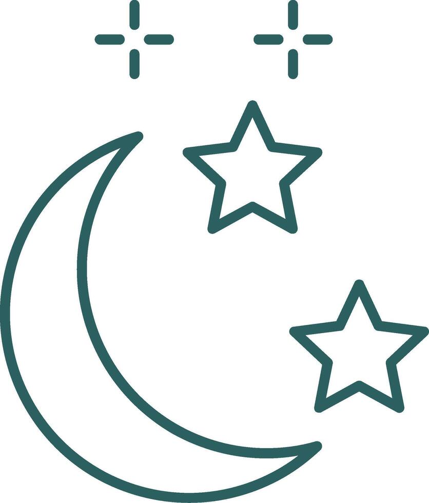 Moon and Star Line Gradient Round Corner Icon vector