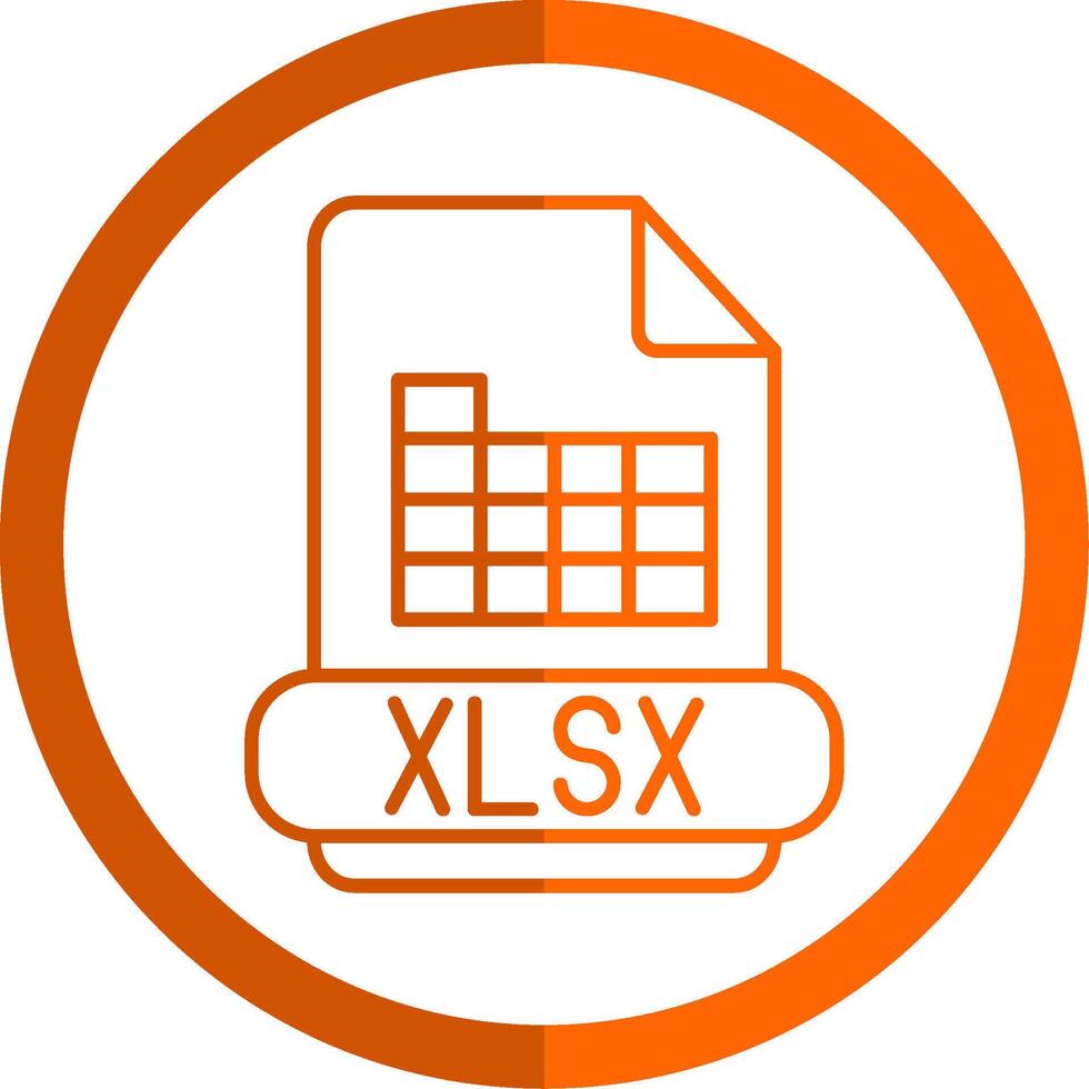 xlsx línea naranja circulo icono vector