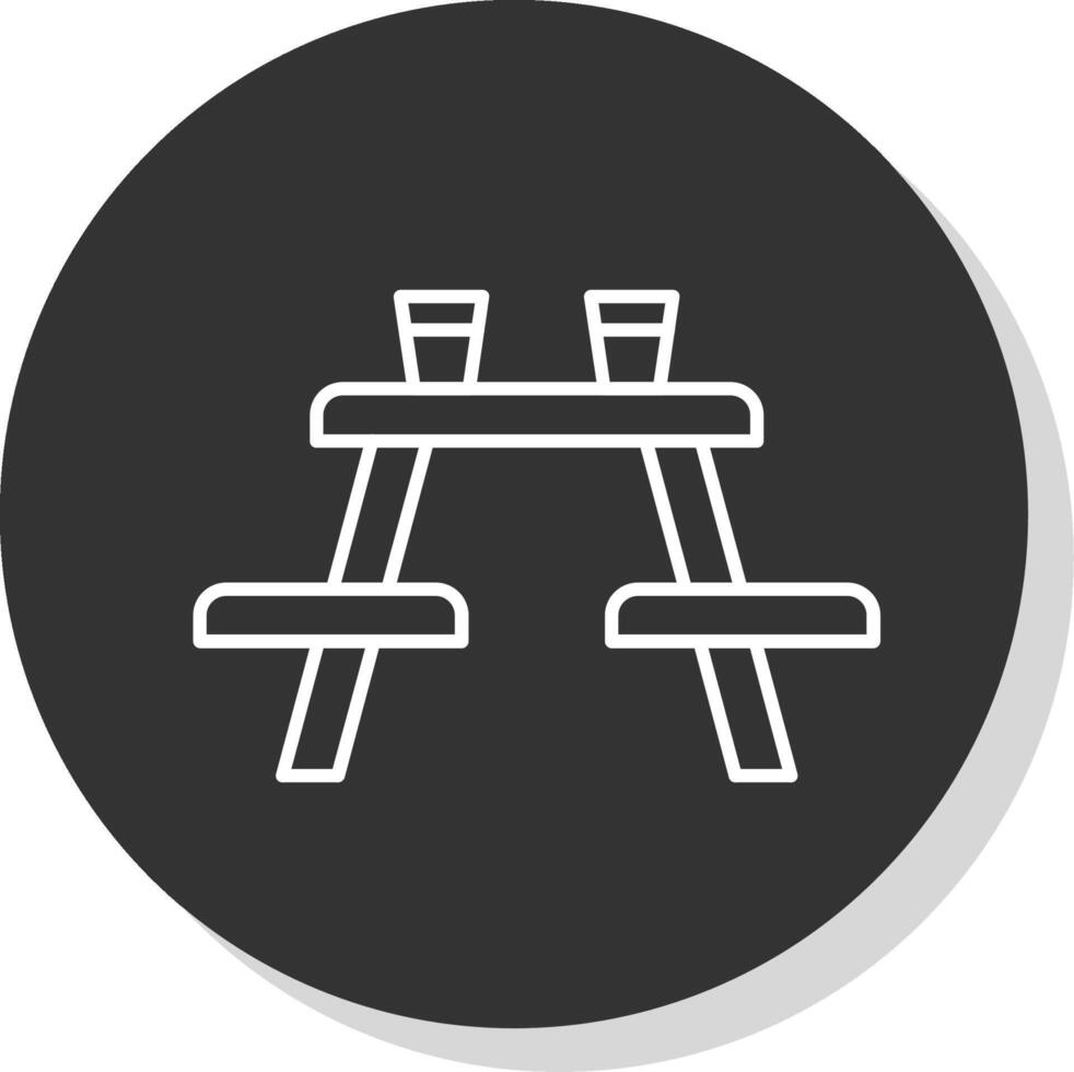 Picnic Table Line Grey Circle Icon vector