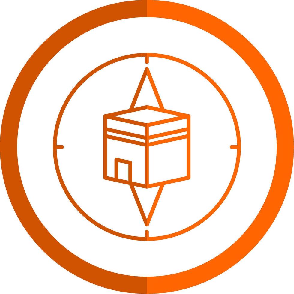 Qibla Compass Line Orange Circle Icon vector