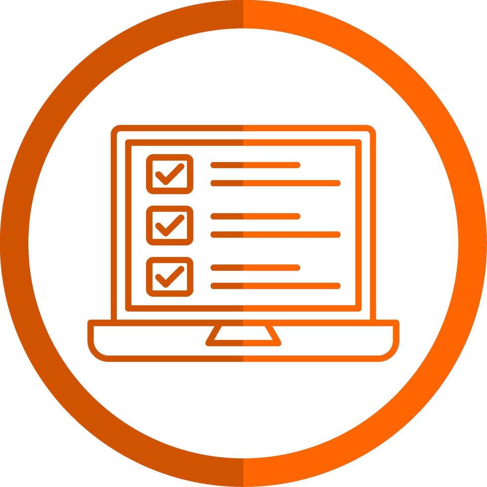 Checklist Line Orange Circle Icon vector