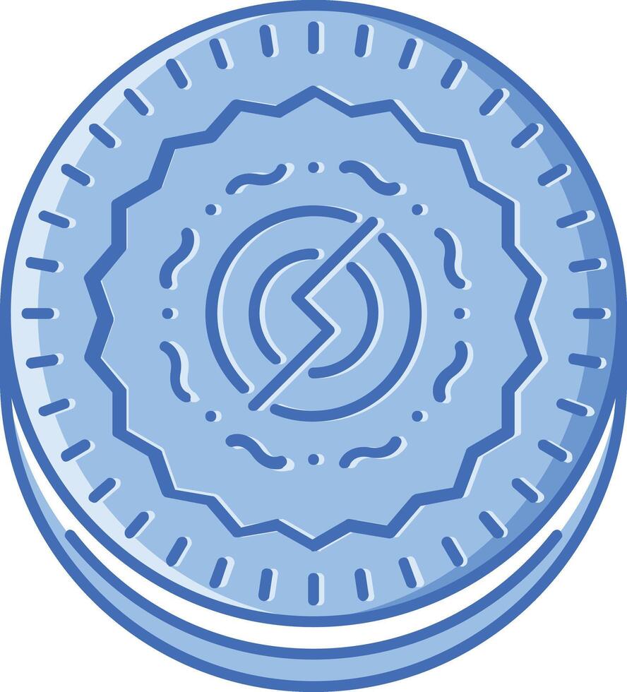 an icon of a blue coin with a circular design vector