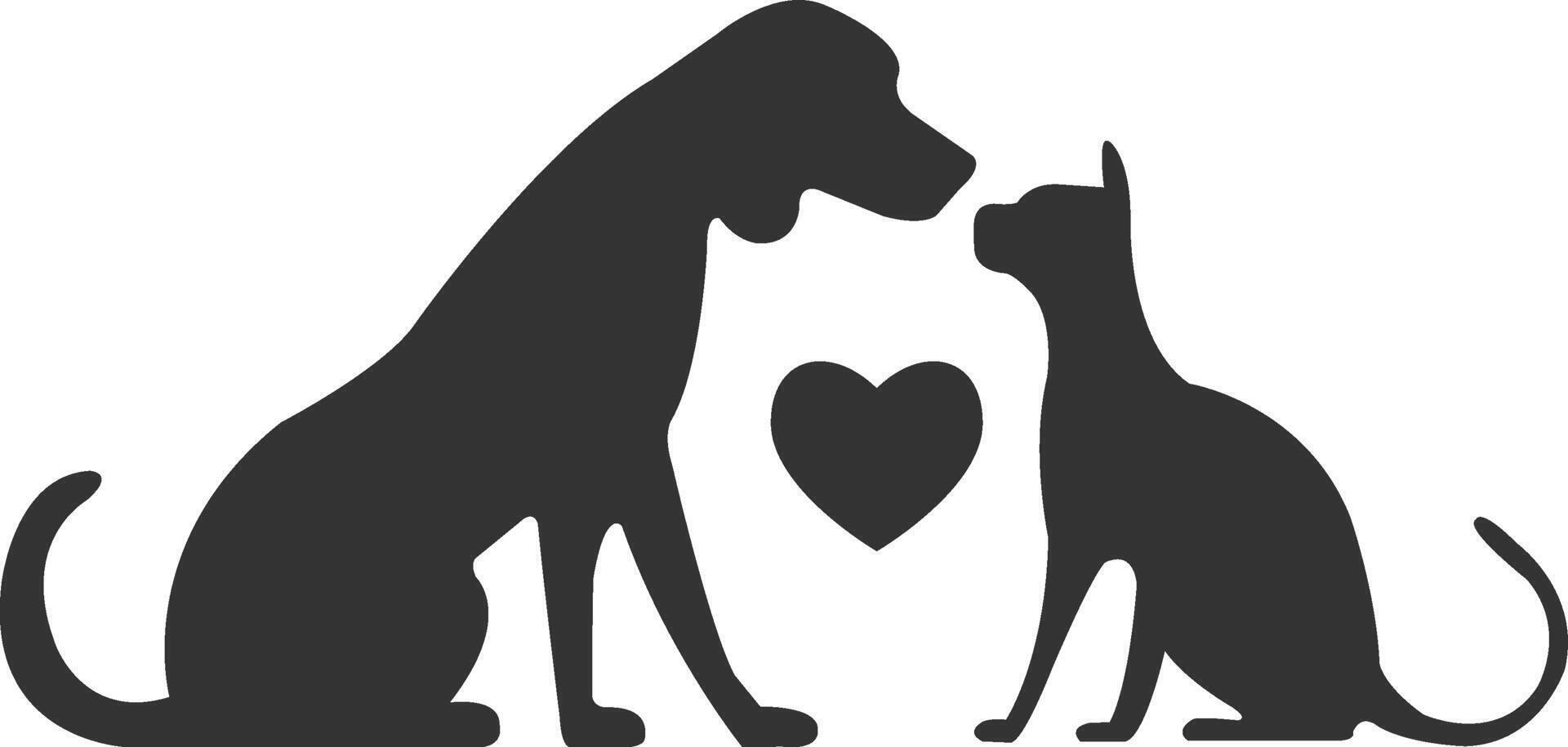 a dog and cat are silhouetted against a white background vector