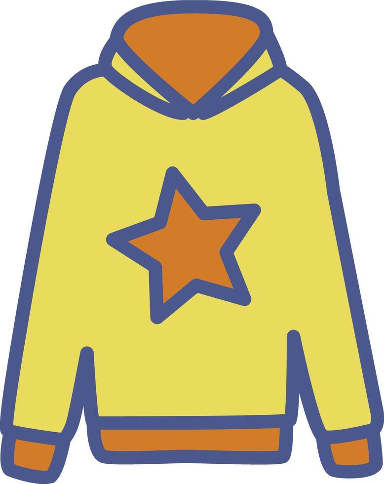 a yellow hoodie with an orange star on it vector