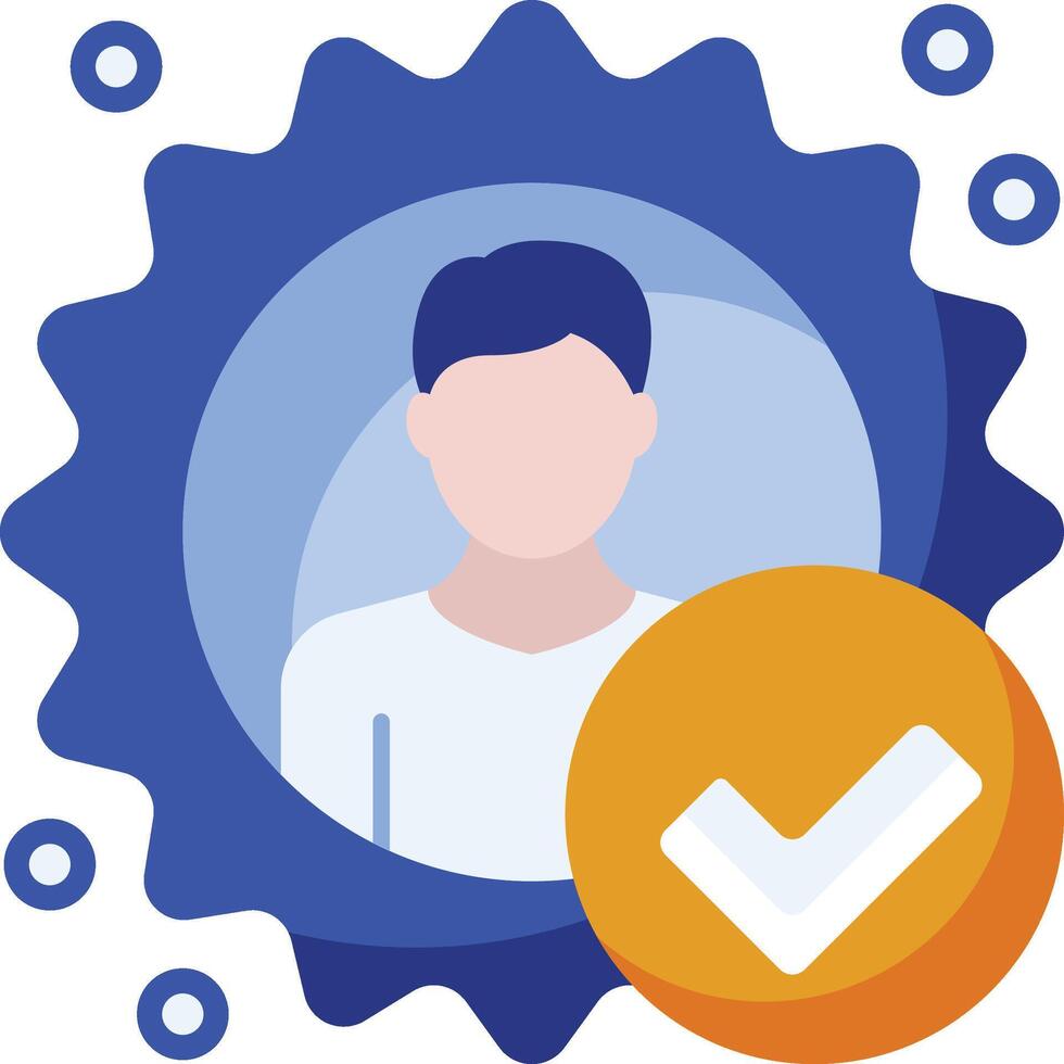 a person with a check mark and a badge vector