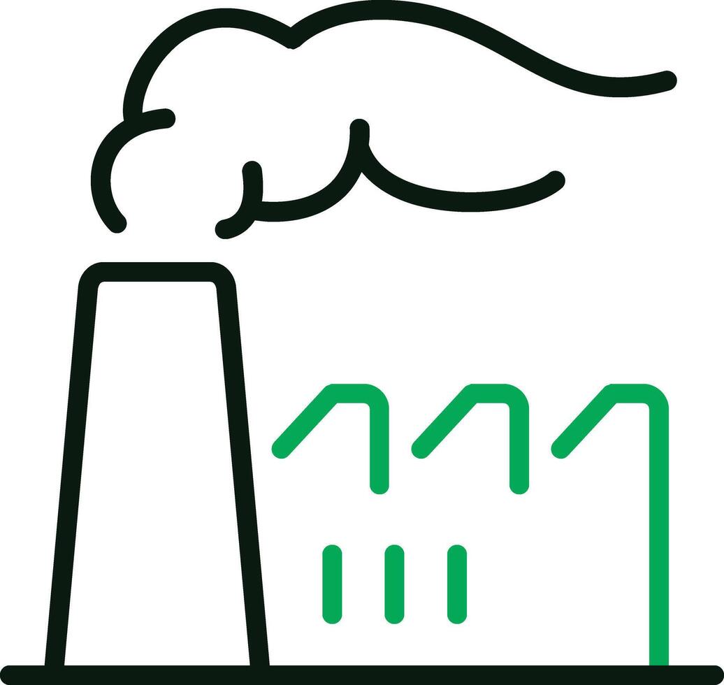 a green and black industrial plant with smoke coming out of it vector