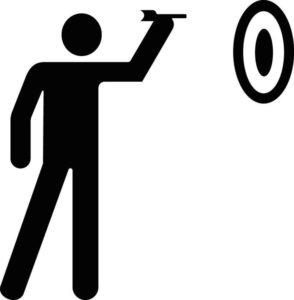 a man is aiming at a target with a dart vector