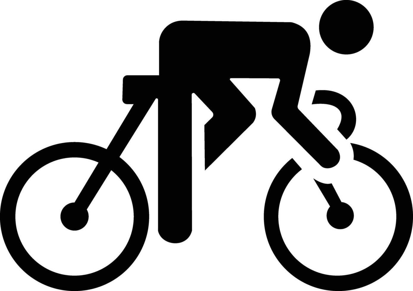 a black and white silhouette of a person riding a bike vector