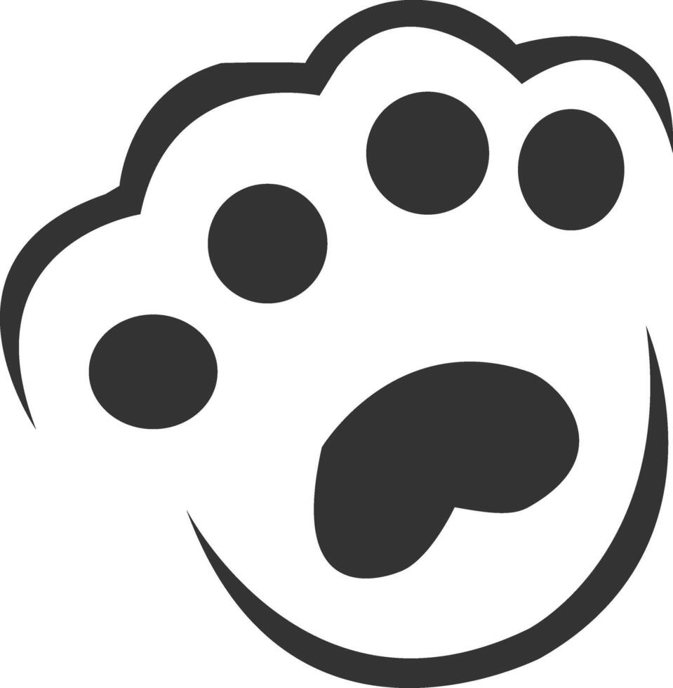 a black and white paw print icon vector