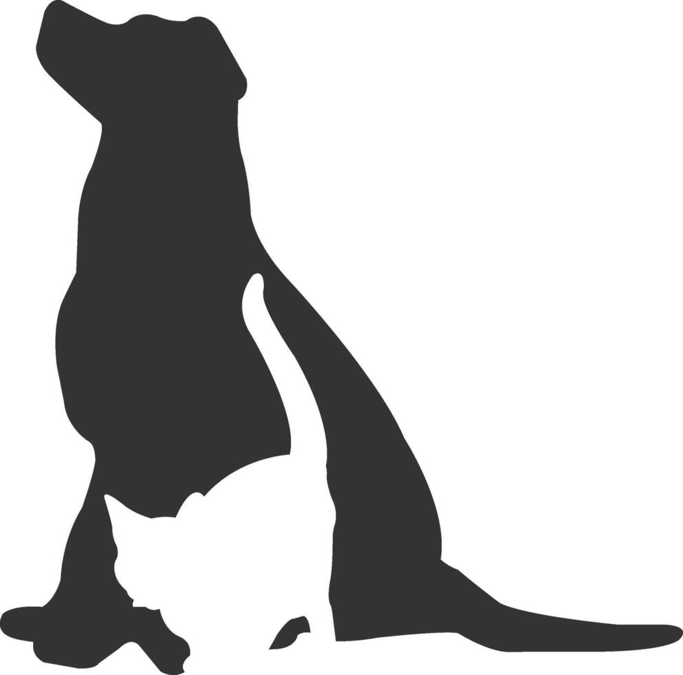 dog and cat silhouette on white background vector