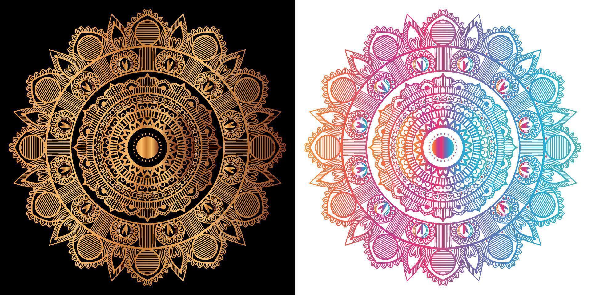 dorado mandala diseño con un negro antecedentes vector