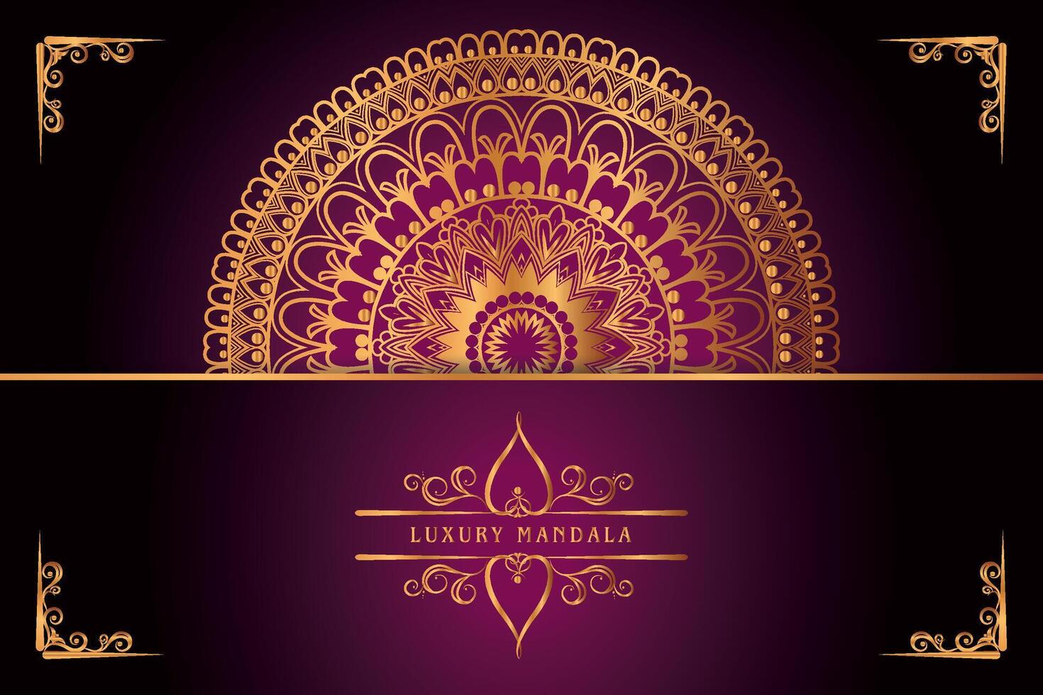 golden mandala design with gradients background vector