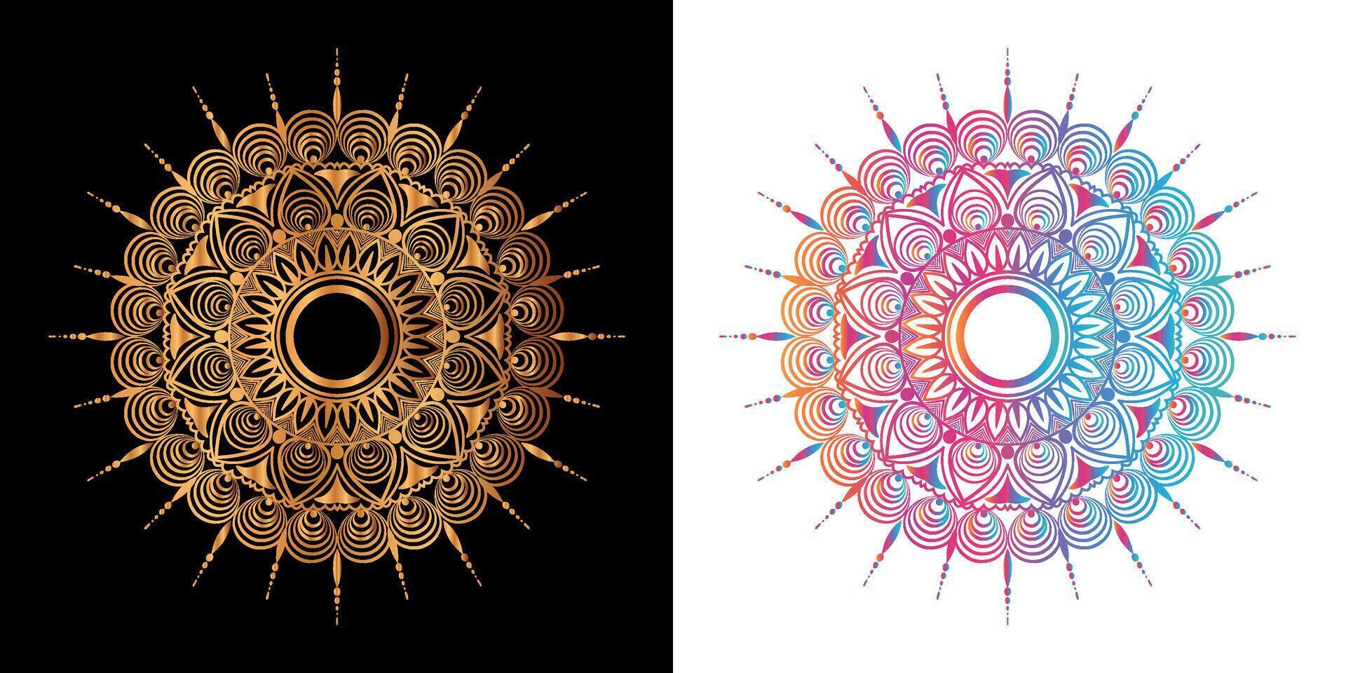 dorado mandala diseño con un negro antecedentes vector